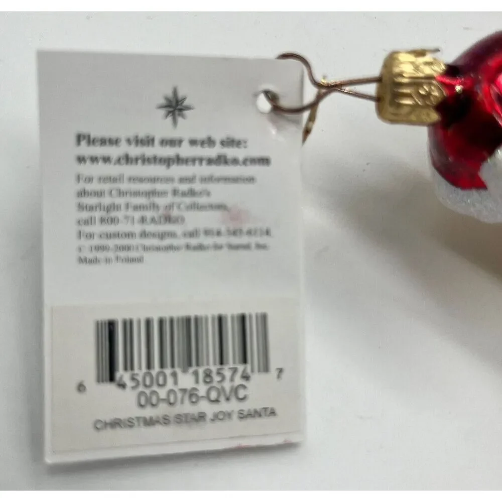 Christopher Radko CHRISTMAS JOY Christmas Ornament 00-076-QVC SANTA‎ GOLD STAR